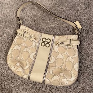 Coach cream/white shoulder purse
